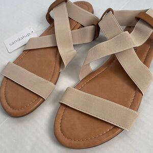 Sandalup Women's Sandals in Cream and Tan 6.5